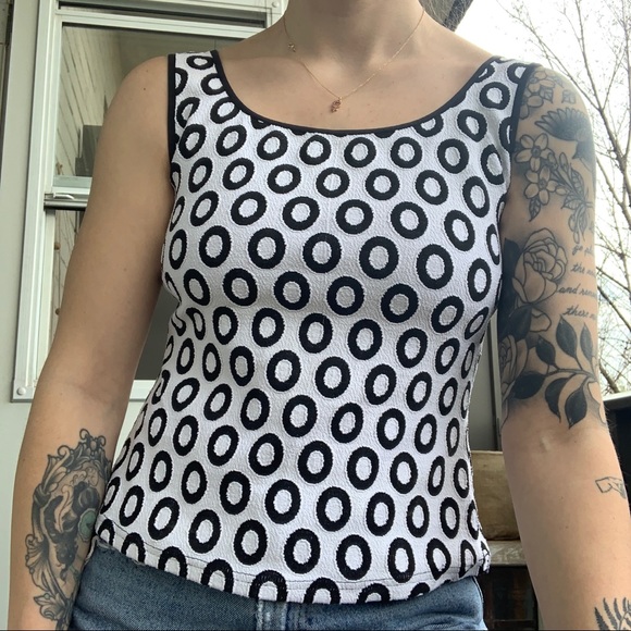 Vintage 90s Circle Pattern Knit Tank Top - Picture 1 of 3